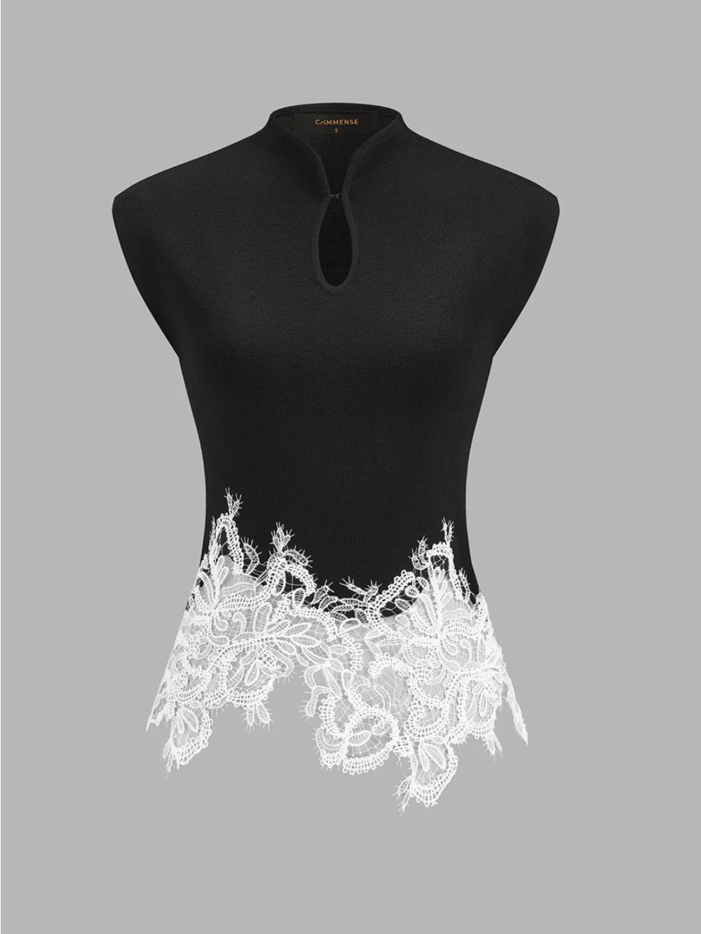 Commense Keyhole Neck Lace Hem Tank Top Size Large NWT - Picture 3 of 8